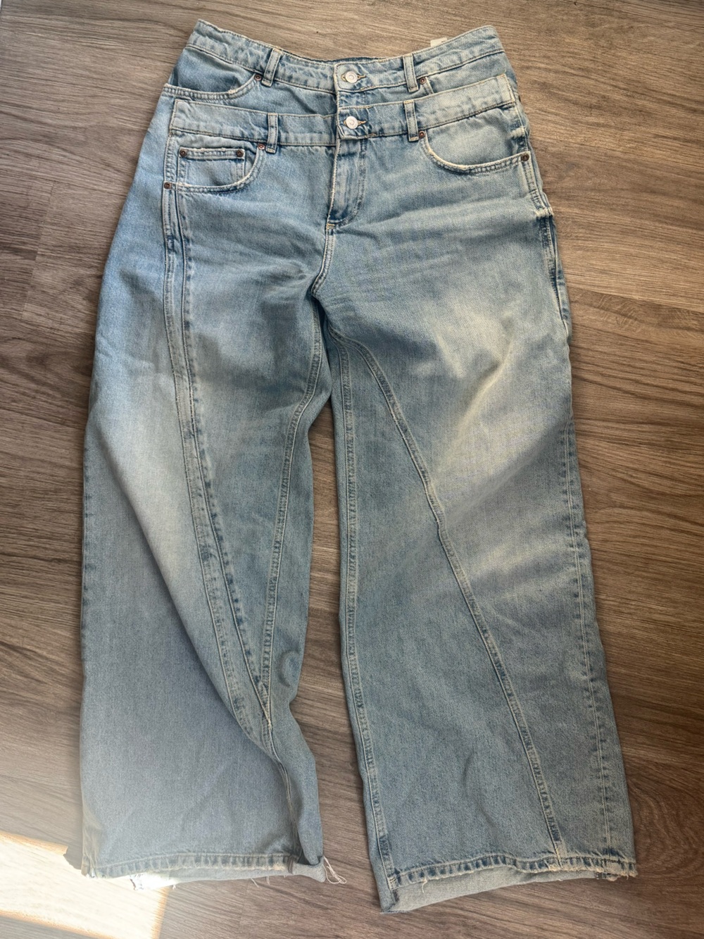 Zara double waistband wide leg jeans